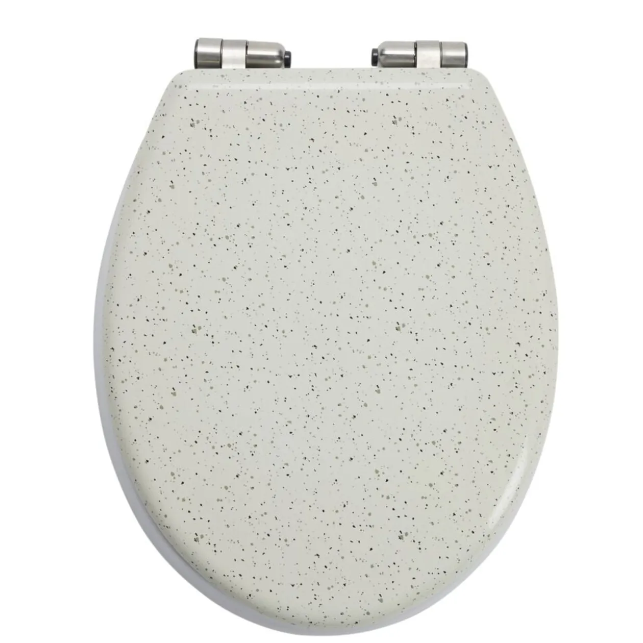 Abattant WC bois blanc motif granit déclipsable frein de chute taille universelle
