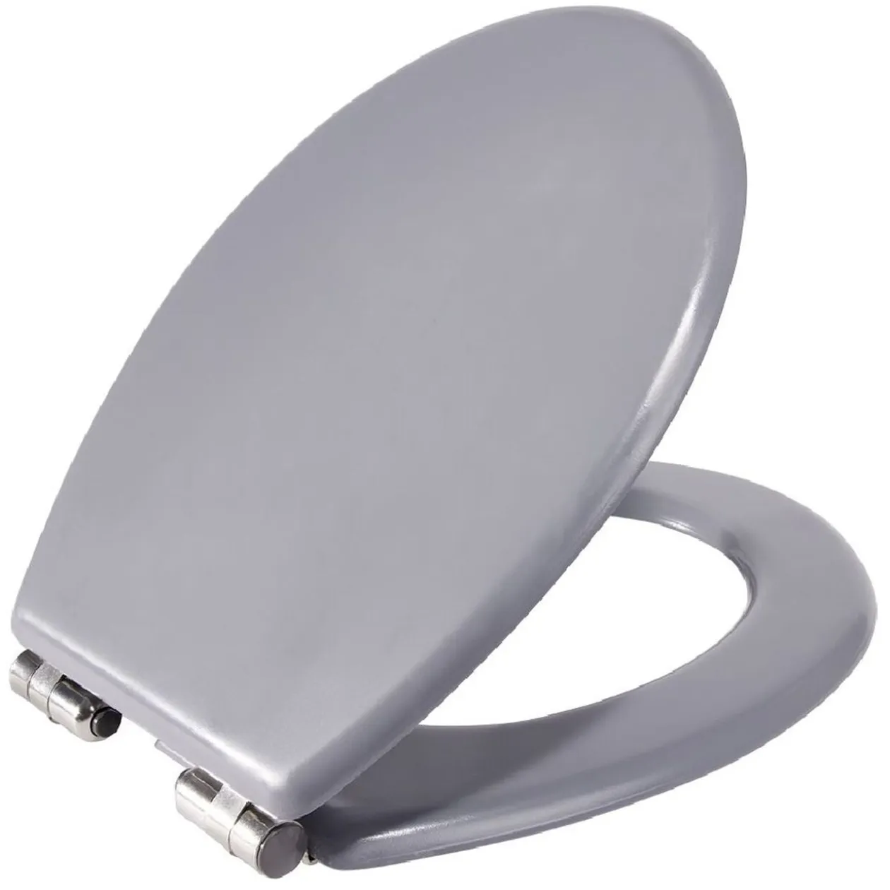 Abattant WC bois gris avec frein de chute déclipsable réglable