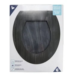 Abattant WC en bois noir déclipsable et frein de chute taille universelle