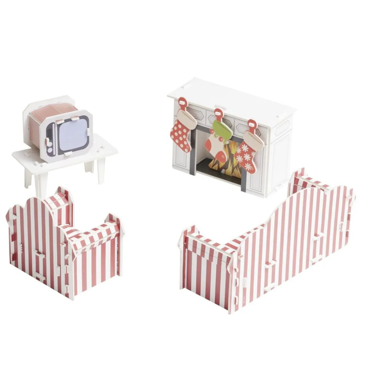 Accessoires de salon pour lutin farceur en carton à monter 6 pièces