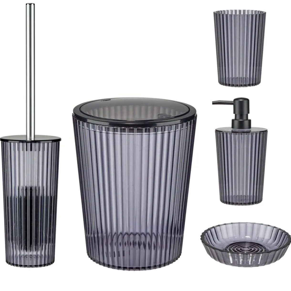 Accessoires salle de bain x5 plastique noir transparent < Gifi Best