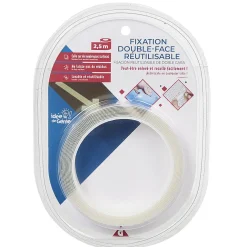 Adhésif double face réutilisable 2,5 m