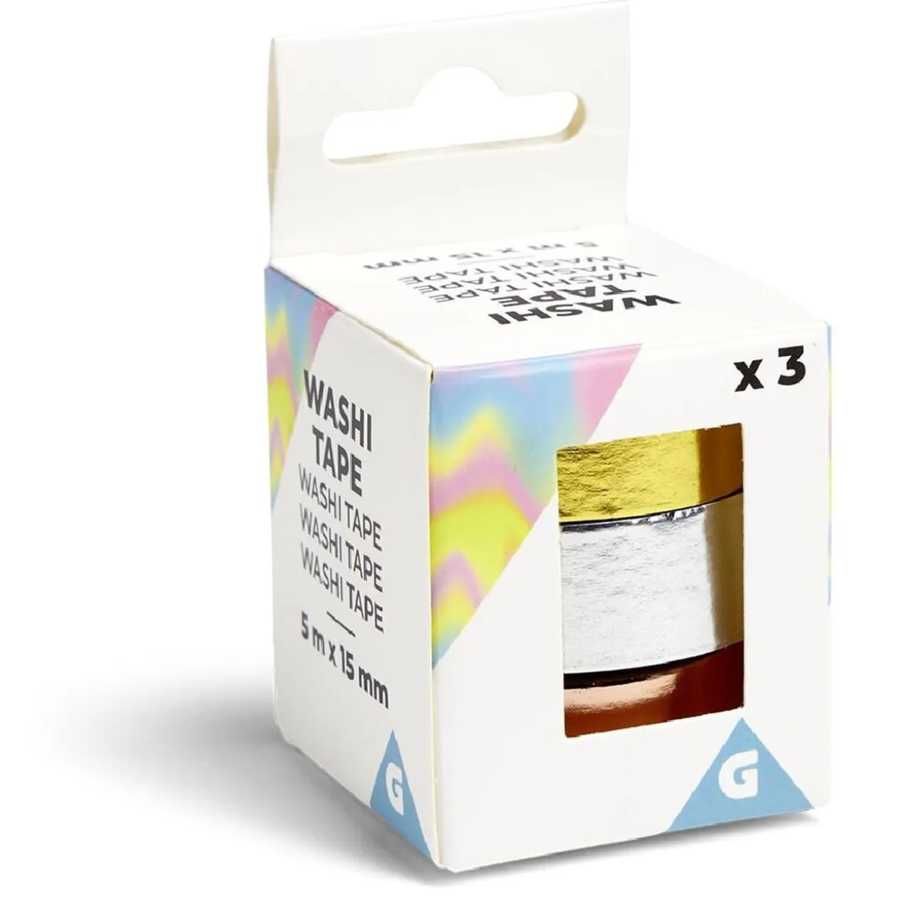 Adhésif washi tape doré argenté rose gold 5m x3