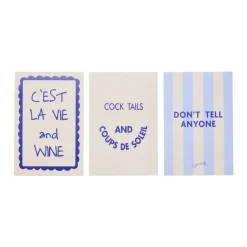 Affiche déco x3 papier "Pop Art" 50x70cm (2 modèles bleu ou rouge)