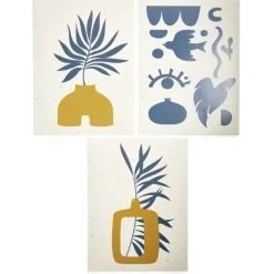 Affiche papier orange bleu et beige 30x40cm