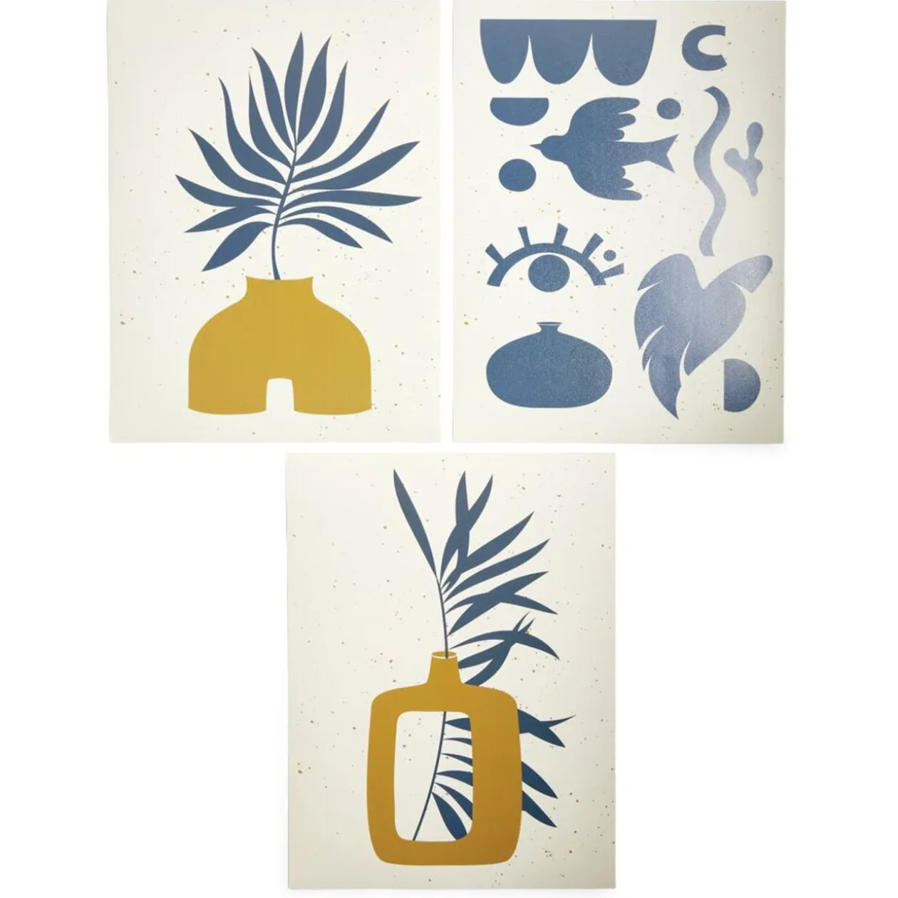 Affiche papier orange bleu et beige 30x40cm