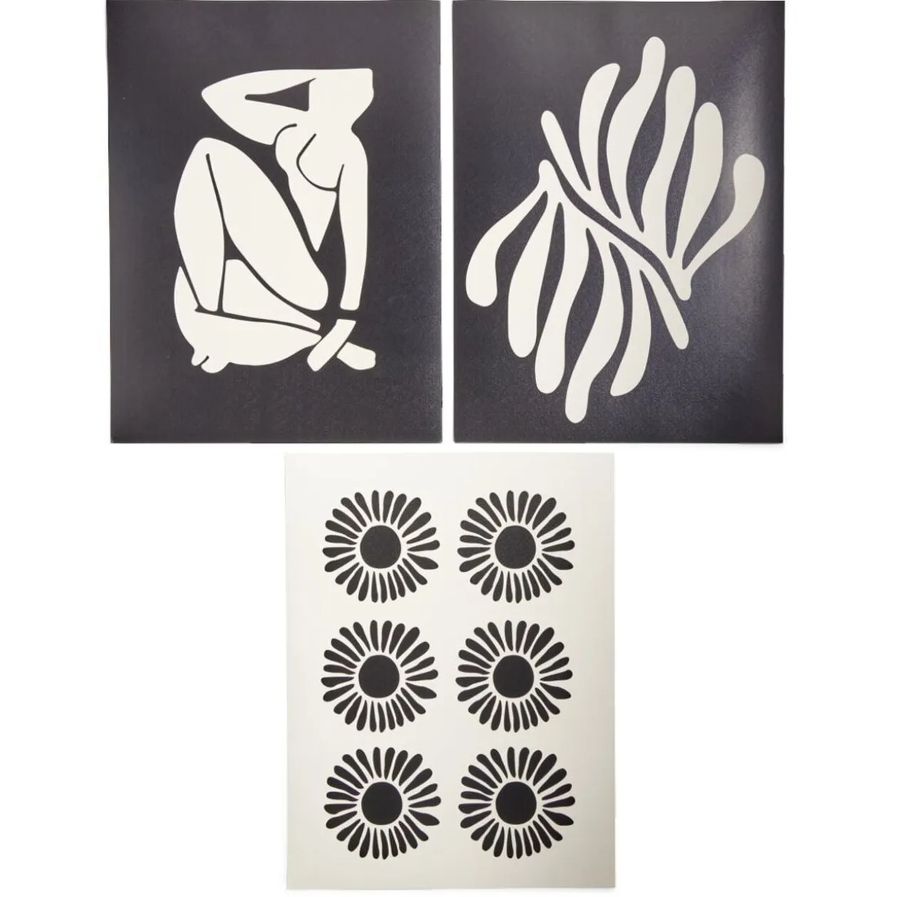Affiche papier x3 thème contemporain noir et beige 30x40cm
