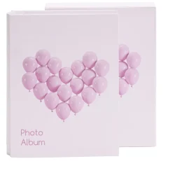 Album photo motif coeur 21x26cm - 2 modèles rose ou bleu