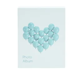 Album photo motif coeur 21x26cm - 2 modèles rose ou bleu