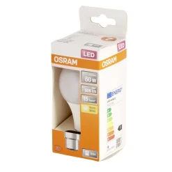 Ampoule LED B22 A60 blanc chaud Osram 8,5W=60W 806lms classe F < Gifi Outlet