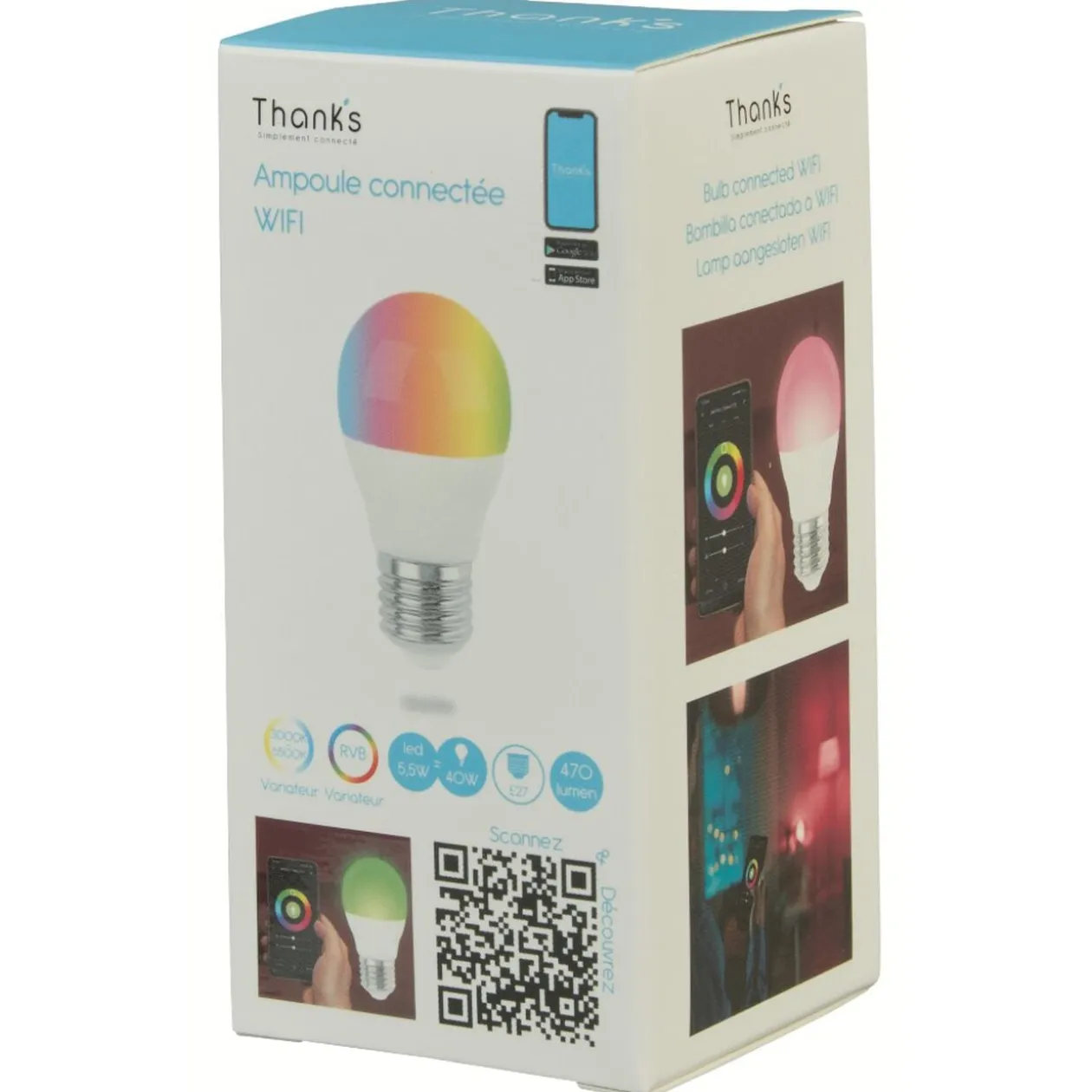 Ampoule LED connectée couleurs changeantes E27 40 W