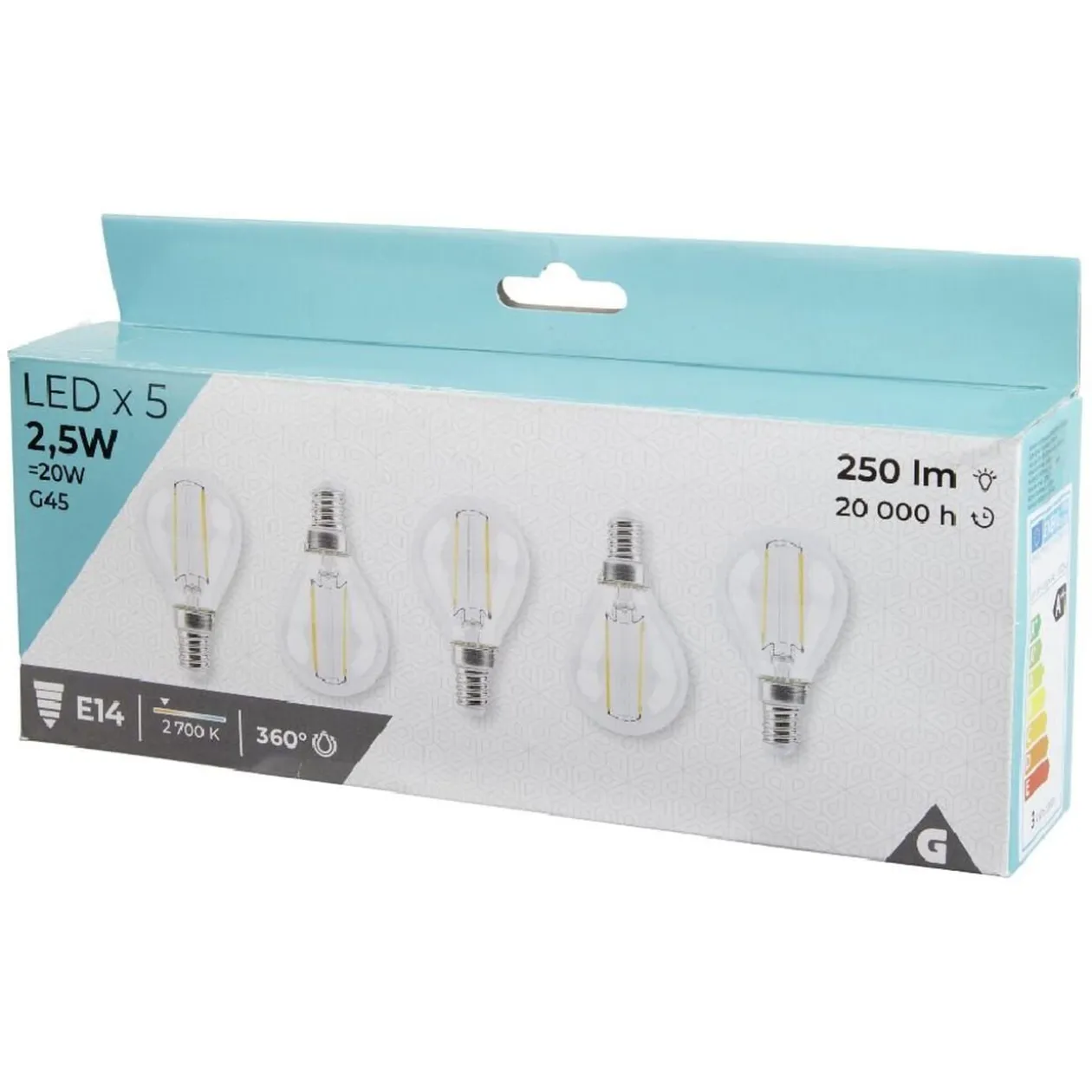 Ampoule LED lumière chaude 2,5 W douille E14 x5