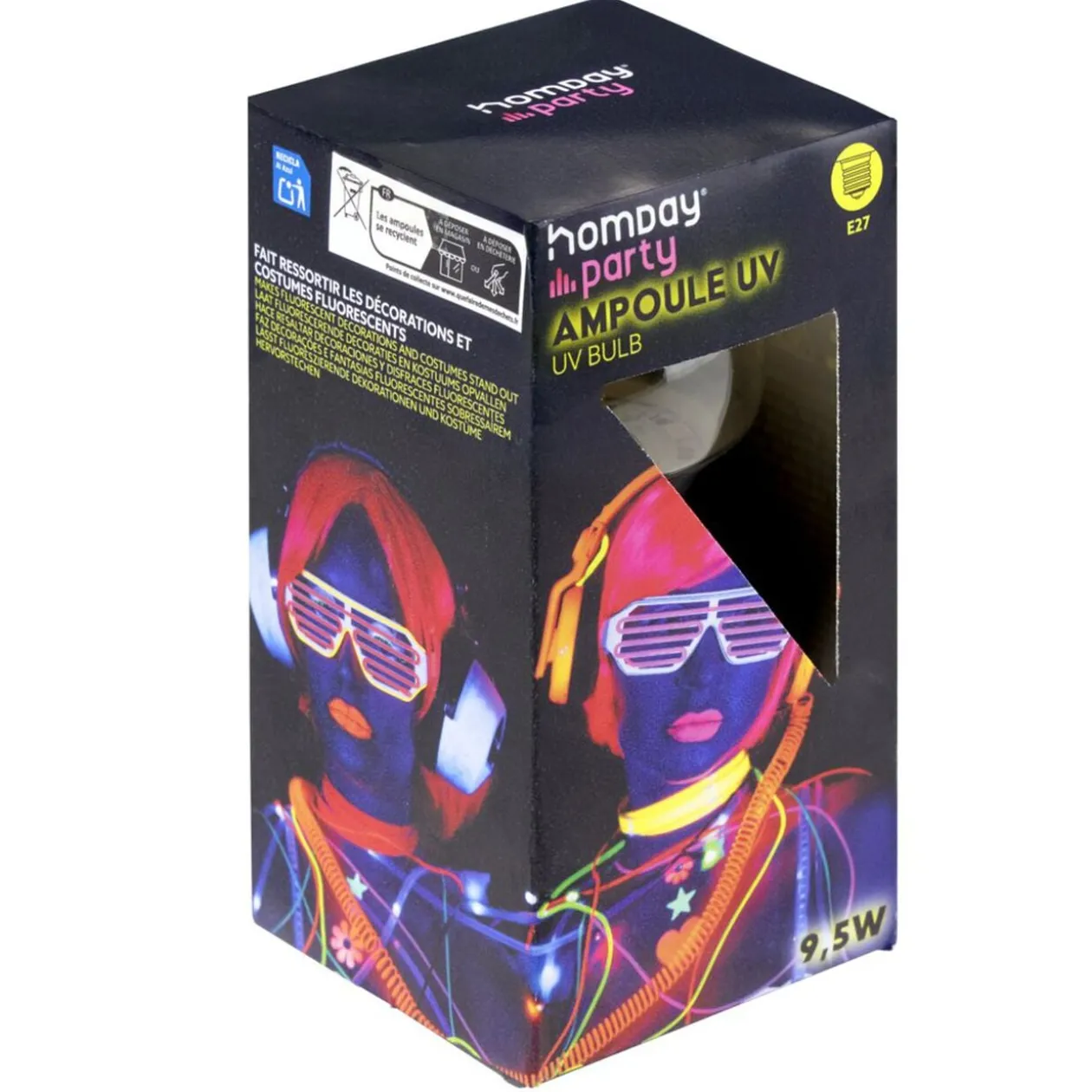 Ampoule UV Homday party 9,5W verre Ø6xH11cm