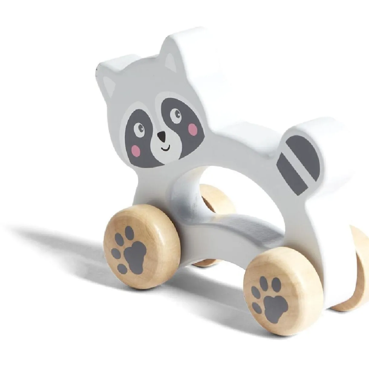 Animal à roulettes raton laveur en bois gris H12cm < Gifi New