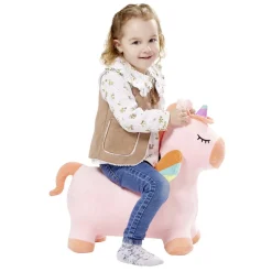 Animal sauteur licorne rose à gonfler 53x27xH53cm < Gifi Outlet