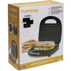 Appareil à croque monsieur 3en1 gaufre et grill 750W < Gifi Discount