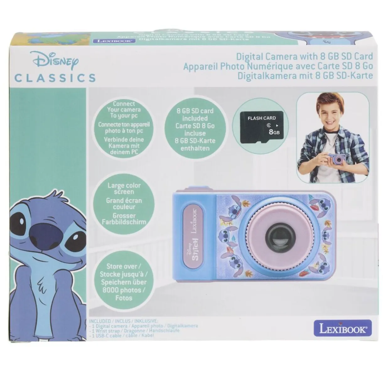 Appareil photo digital enfant Disney Stitch carte SD 8G plastique rose et bleu < Gifi Outlet