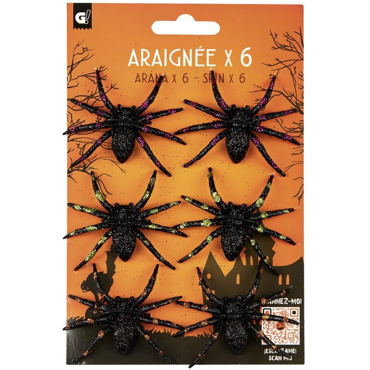 Araignée colorée pailletée décoration Halloween x6 < Gifi Best