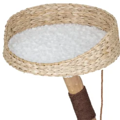 Arbre à chat branche bois 2 niveaux avec panier tressé beige et blanc 68x50xH64cm < Gifi Hot