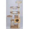 Arbre à chat XL 5 niveaux couchage griffoir beige H130cm
