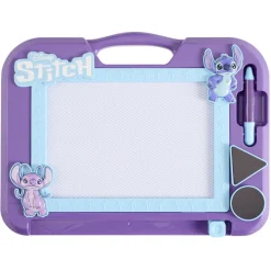 Ardoise magnétique Disney Stitch 1 stylet et 2 tampons plastique violet 24x26cm < Gifi