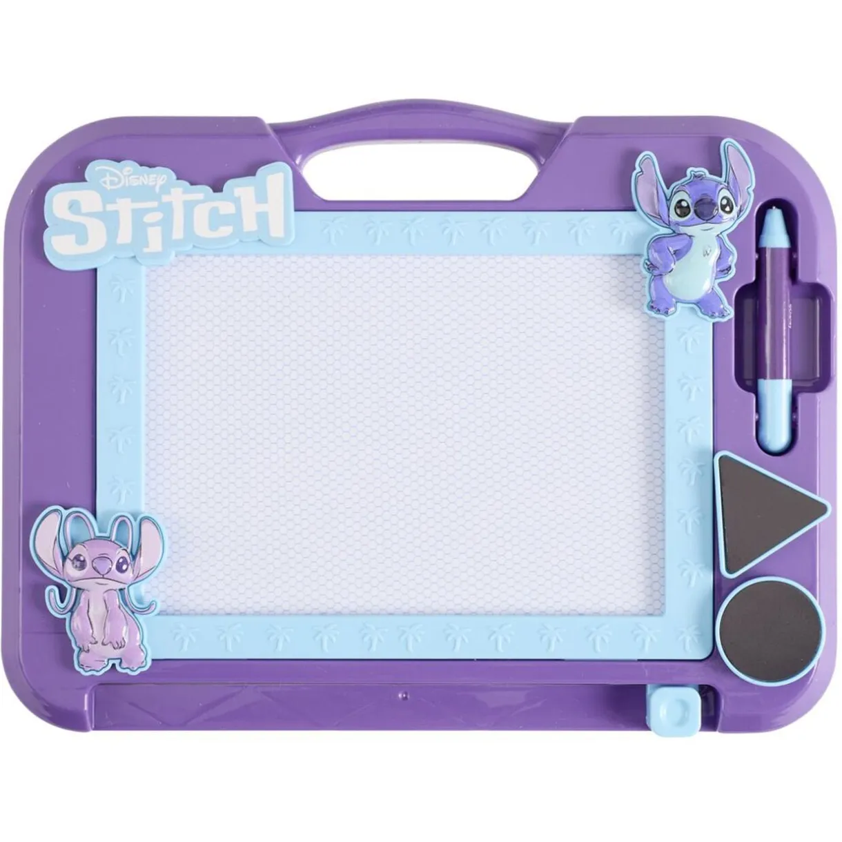 Ardoise magnétique Disney Stitch 1 stylet et 2 tampons plastique violet 24x26cm < Gifi