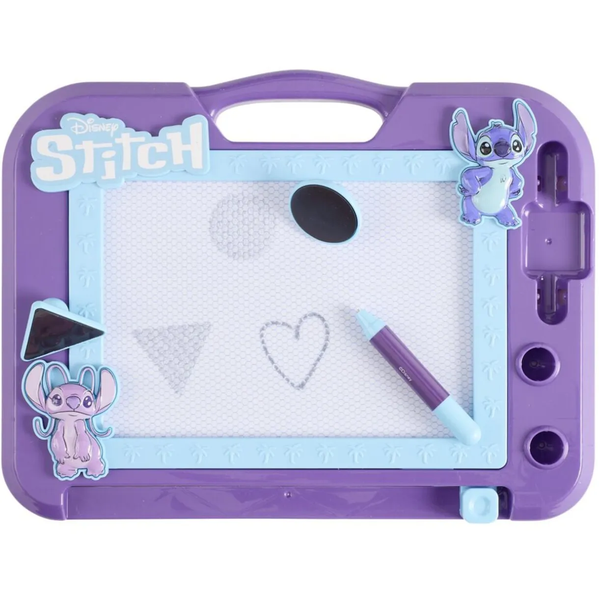 Ardoise magnétique Disney Stitch 1 stylet et 2 tampons plastique violet 24x26cm < Gifi