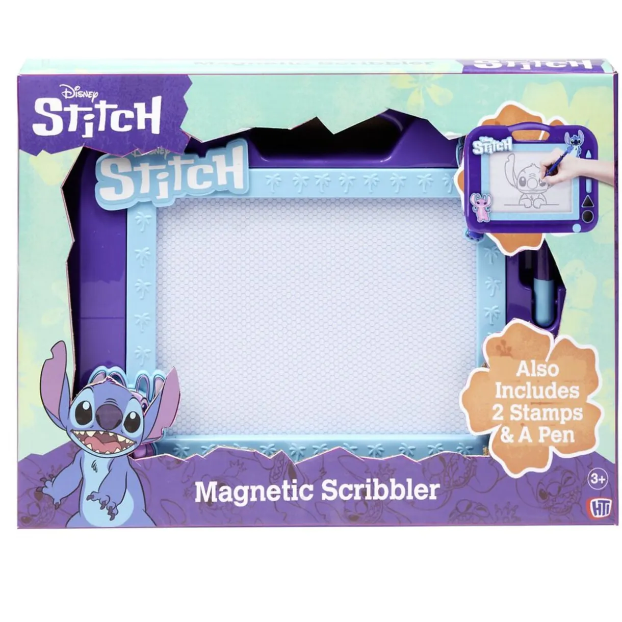 Ardoise magnétique Disney Stitch 1 stylet et 2 tampons plastique violet 24x26cm < Gifi