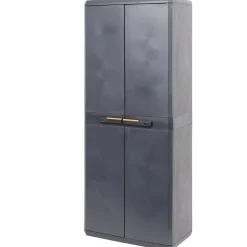 Armoire haute de garage plastique noire 3 tablettes 68x39xH166cm