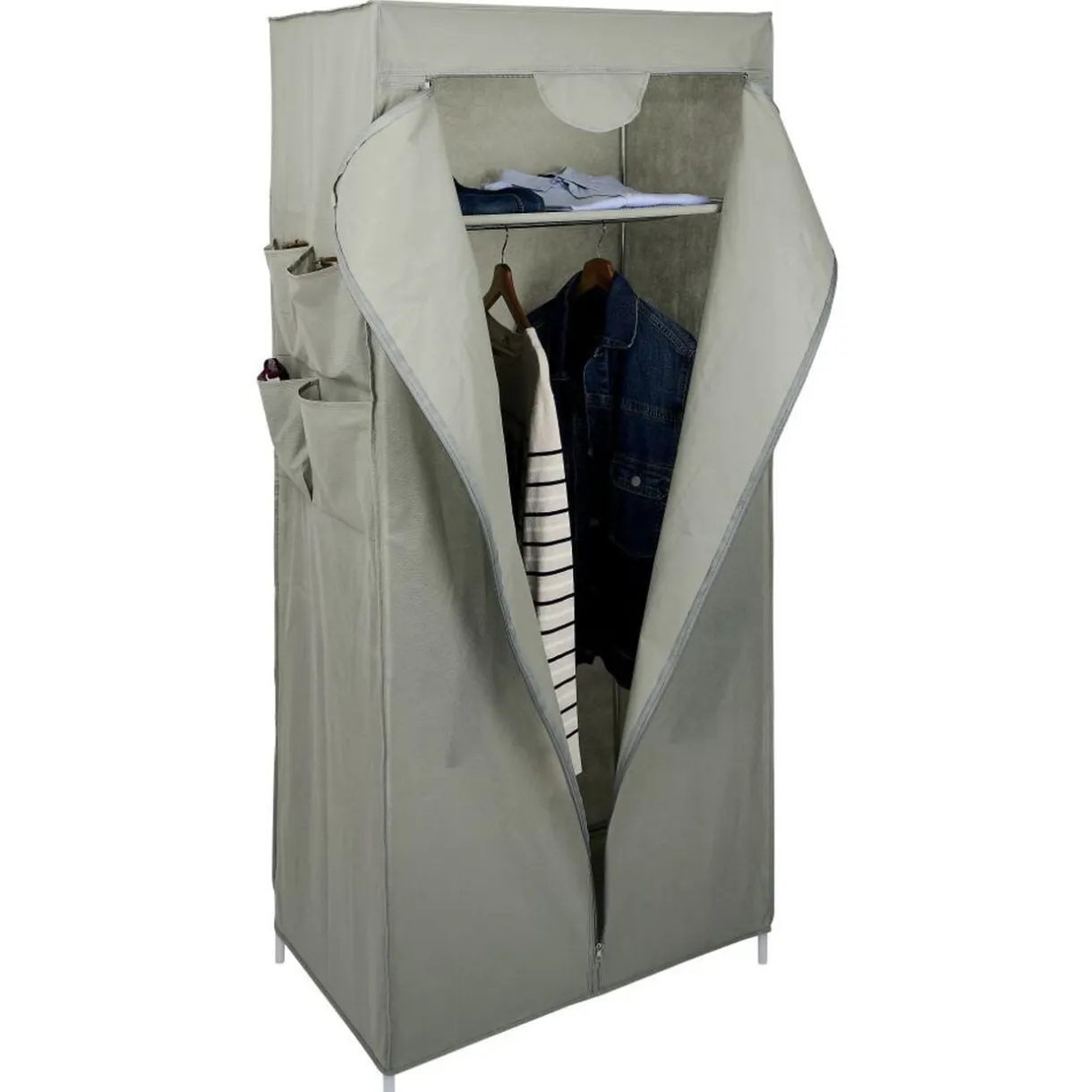 Armoire textile avec étagère et portant 70x45x155cm < Gifi Outlet