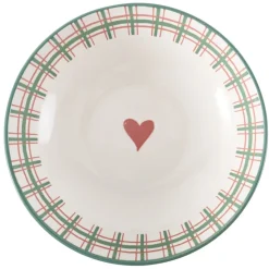 Assiete creuse imprimé coeur contour motif jacquard faïence Ø21 cm