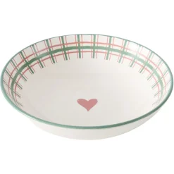 Assiete creuse imprimé coeur contour motif jacquard faïence Ø21 cm