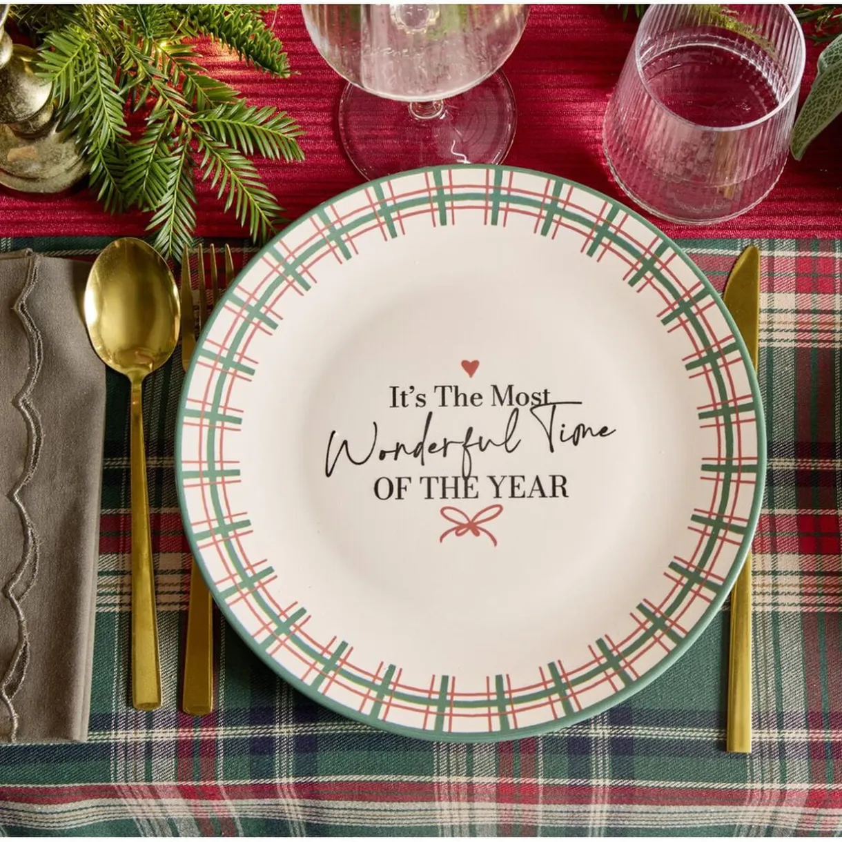 Assiete plate imprimé Noël contour motif jacquard faïence Ø20 cm < Gifi Best