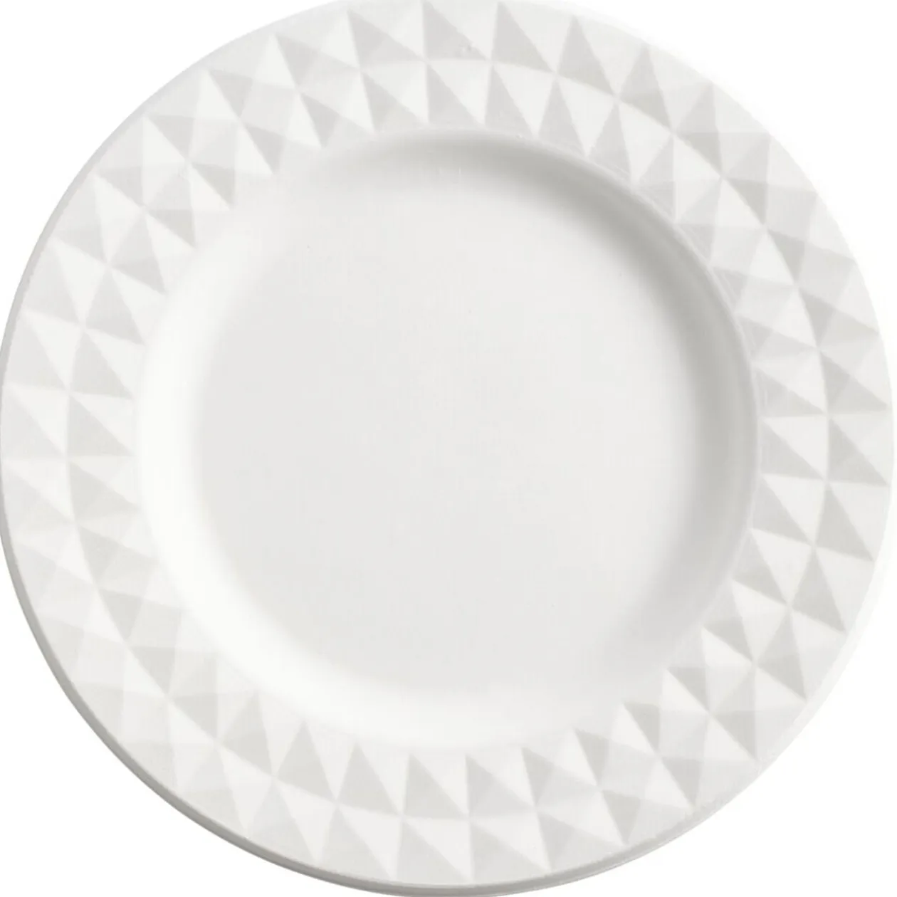 Assiette carton x8 canne à sucre bagasse contour façon diamant blanc Ø18cm