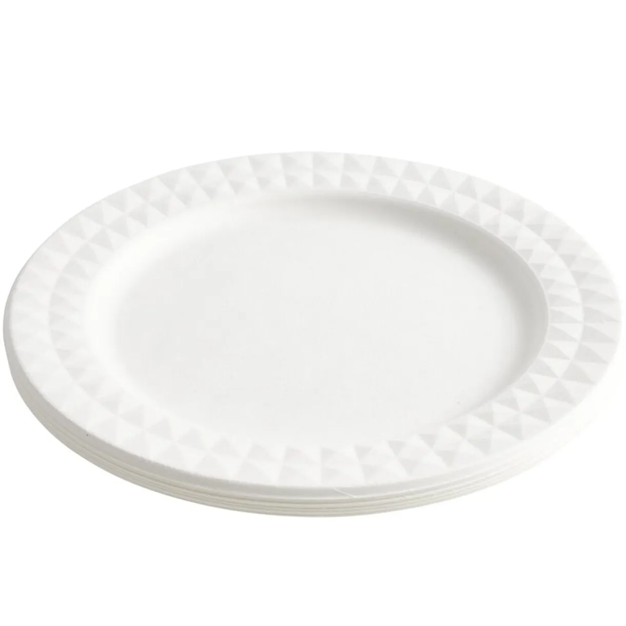 Assiette carton x8 canne à sucre bagasse contour façon diamant blanc Ø23cm < Gifi Outlet
