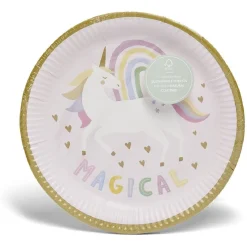 Assiette carton x8 motif licorne Ø23cm