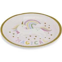 Assiette carton x8 motif licorne Ø23cm