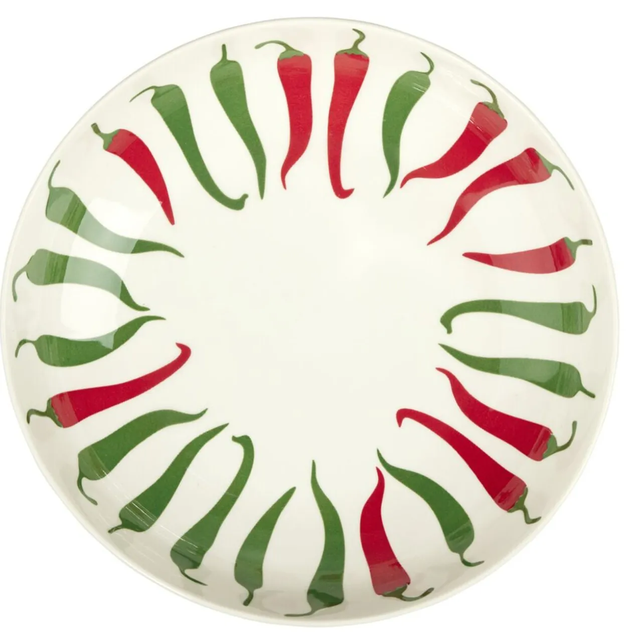 Assiette creuse céramique blanche motifs piments rouges et verts Ø22cm