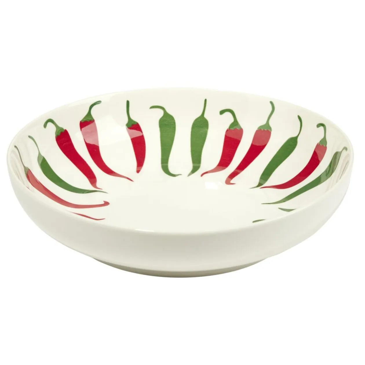 Assiette creuse céramique blanche motifs piments rouges et verts Ø22cm