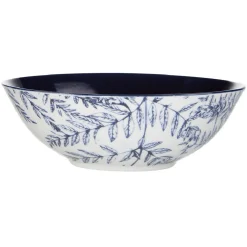 Assiette creuse décor feuillage bleu et blanc Ø18cm