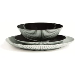 Assiette creuse décor rayon noir Ø18cm