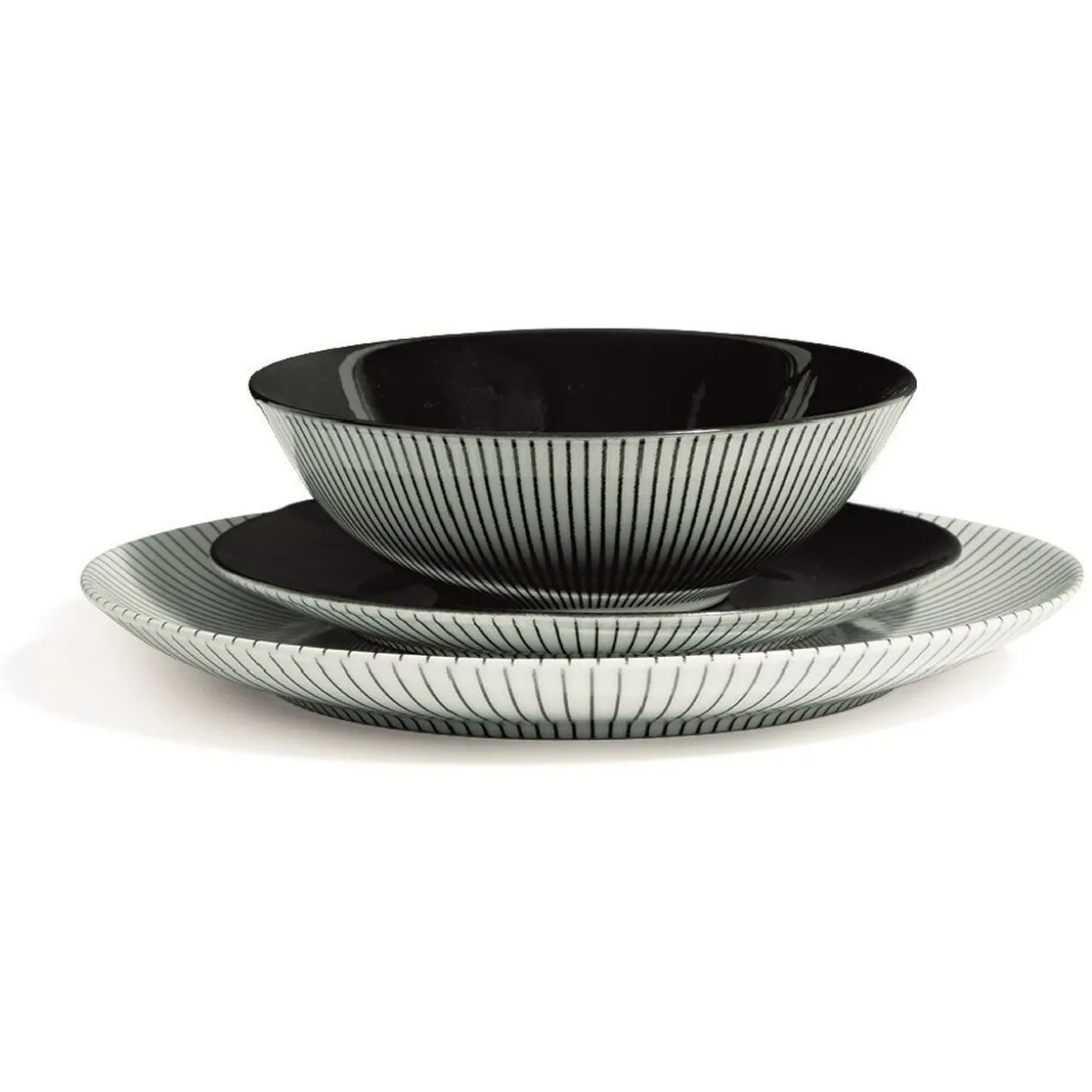 Assiette creuse décor rayon noir Ø18cm