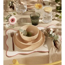 Assiette creuse forme organique céramique beige Ø20cm