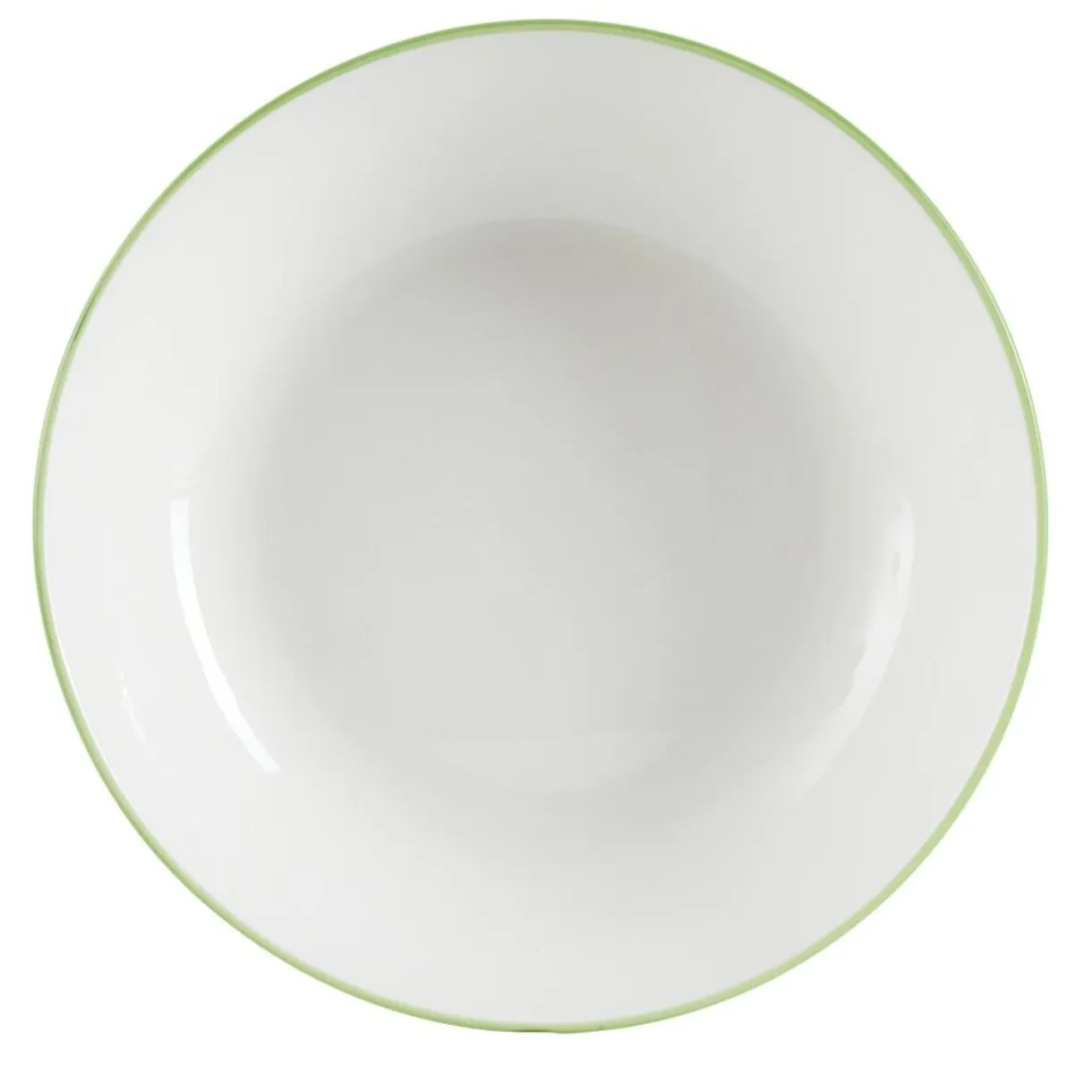 Assiette creuse porcelaine blanc liseré vert Ø20cm < Gifi Clearance