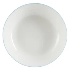 Assiette creuse porcelaine blanc liseré bleu clair Ø20cm