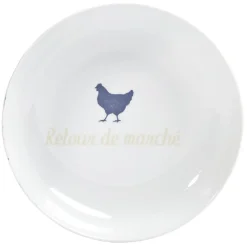Assiette creuse porcelaine blanche designe poule Ø21cm