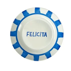 Assiette creuse porcelaine "Felicita" blanche et bleue Ø20cm < Gifi Best