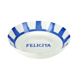 Assiette creuse porcelaine "Felicita" blanche et bleue Ø20cm < Gifi Best