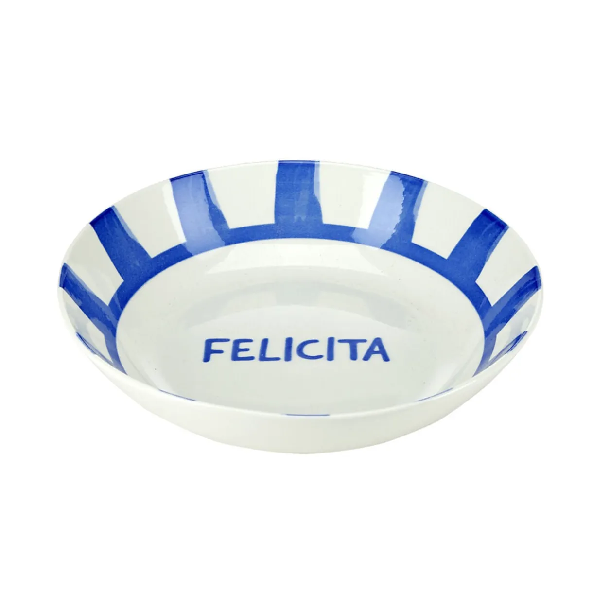 Assiette creuse porcelaine "Felicita" blanche et bleue Ø20cm < Gifi Best