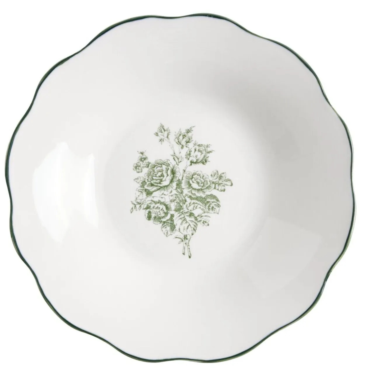 Assiette creuse porcelaine imprimé toile de Jouy Ø20 cm vert